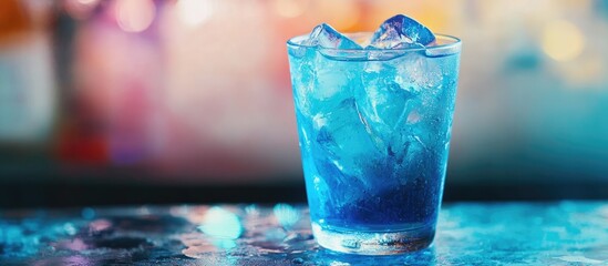 Fototapete - Blue Jack Frost cocktail in a glass Toned Selective focus. with copy space image. Place for adding text or design