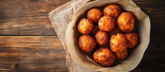 Fototapete - Traditional South African pumpkin fritters referred to as Pampoenkoekies. with copy space image. Place for adding text or design