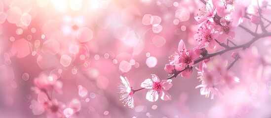 Aufkleber - Pink sakura blossoms Spring abstraction with a soft focus effect. with copy space image. Place for adding text or design
