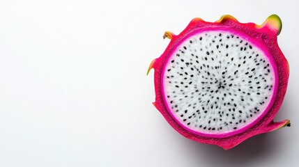 Half cut dragon fruit isolated on white background.