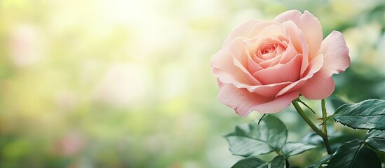 Wall Mural - pink rose flower Rosa chinensis in the garden. with copy space image. Place for adding text or design