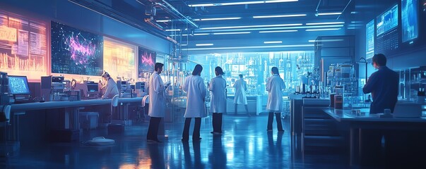 Wall Mural - craft a realistic scene of a modern lab where scientists celebrate the successful reduction of forev