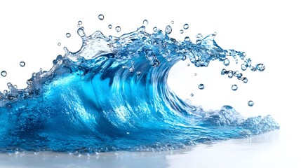 Wall Mural - Blue Water Wave Splash Isolated on White Background