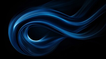 Canvas Print - Flowing blue light waves creating a mesmerizing abstract design.