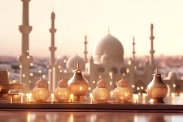 Ramadhan Mubarak Image With Mosque and beautiful background