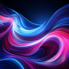 Poster -  Abstract Swirling Waves of Blue and Pink Light on Dark Background- This digital art feature_1(18)