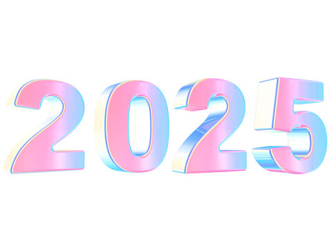 Colorful 2025 Happy New Year Transparent Background for Your Flyers, banners, stickers, and Seasonal Greeting Cards