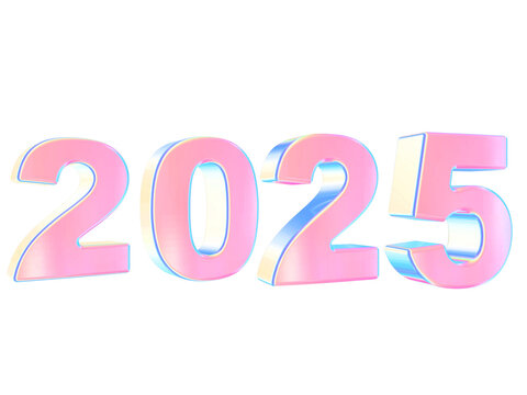 Colorful 2025 Happy New Year Transparent Background 