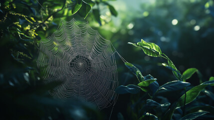 spider web in the, spider web with, spider web with  drops, flower in the drops, tree in the spider