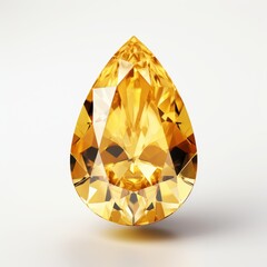 Wall Mural - A stunning orange citrine gemstone featuring a brilliant teardrop cut on a white background