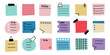 © Loya.art - Hand drawn memo paper sheet icon set in flat style. A simple set of colored stickers. Sticky note vector illustration on isolated background. Memo doodle. A variety of paper stickers.