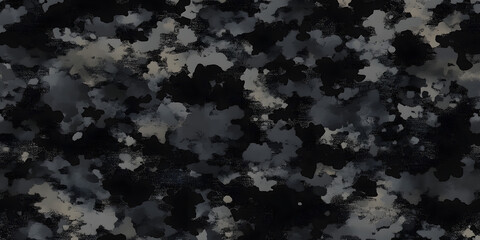 seamless rough textured military, hunting or paintball camouflage pattern in a dark black and grey n