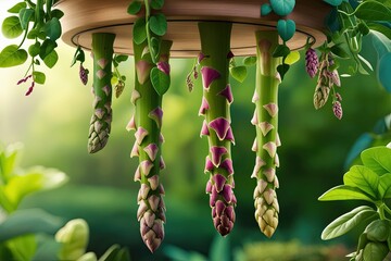 Wall Mural - 3D Render of Asparagus Densiflorus Hanging Plant in Natural Setting