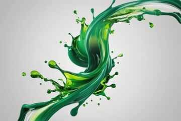 Wall Mural - Electric Green Liquid Whirl Splash Design on a Clean White Background