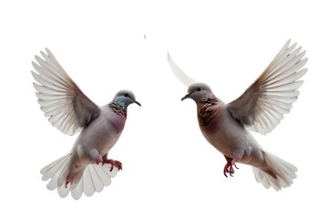 flying doves on an isolated transparent background.