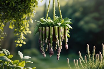 3D Rendering of Asparagus Densiflorus Hanging Plant in Natural Setting