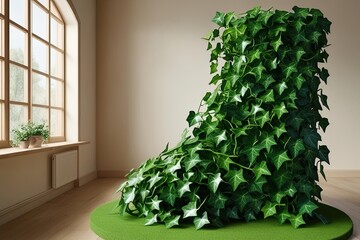 Wall Mural - Vibrant 3D Visualization of Intricate Hedera Helix Ivy on a Fresh, Organic Base