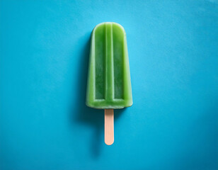 Aufkleber -  Green Popsicle on a Blue Background, Top View- A green popsicle is shown from a top-down pe_1(196)
