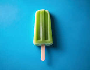 Aufkleber -  Green Popsicle on a Blue Background, Top View- A green popsicle is shown from a top-down pe_1(198)