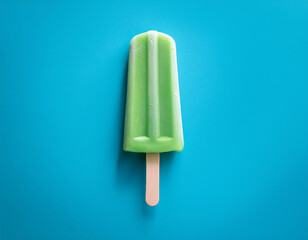 Aufkleber -  Green Popsicle on a Blue Background, Top View- A green popsicle is shown from a top-down pe_1(202)