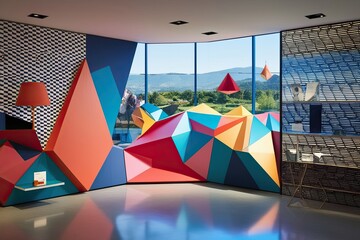 Chic Polygonal Scheme: Innovative 3D Display Concept with Geometric Vista and Patterned Design