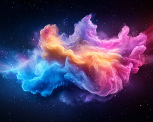 Wall Mural - a colorful cloud of smoke with a blue and yellow swirl. the colors are vibrant and the smoke appears
