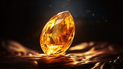 Wall Mural - A stunning orange citrine gemstone featuring a brilliant teardrop cut on a white background