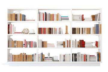 A modern library scene showing a row of sleek, isolated on white background