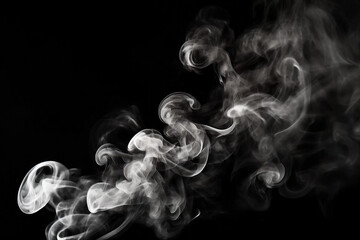 Canvas Print - White Smoke on Black Background, Abstract Smoke Plume on Black, White Vapor Cloud on Dark Surface, Foggy Smoke Texture on Black