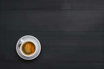 Wall Mural - A white coffee cup sits on a wooden table