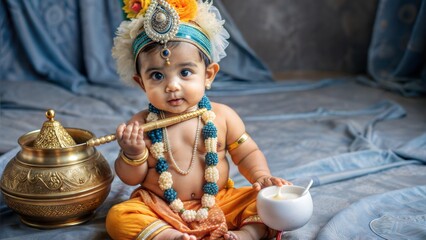 Canvas Print - adorable indian baby in krishna kanha