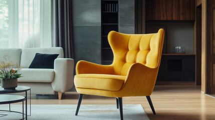 Wall Mural - two chairs in a room, interior of a office, yellow armchair in a office,yellow chair in a room, yellow armchair in a room