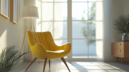 Wall Mural - chair in the room, modern living room with armchair, modern living interior, modern living room, comfortable room. interior of a room. chair in the room