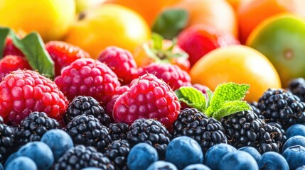 Wall Mural - Fresh ripe colorful fruits, healthy food for background