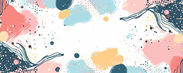 Wall Mural - Pastel abstract pattern with brush strokes and space for a banner.