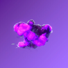 Poster - A bright chemical explosion with pink flames and purple smoke filling the frame. 3d rendering digital illustration