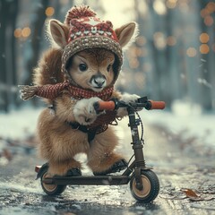 Poster - Fawn on a Scooter