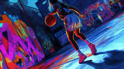 Wall Mural - Basketball girl