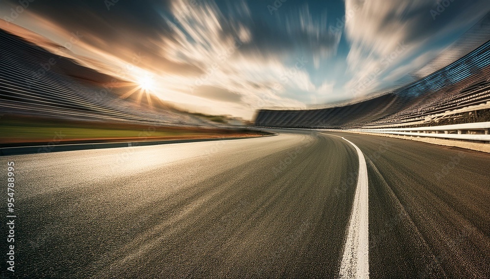 Race track corner in motion, dynamic drive, high speed view Stock Photo ...