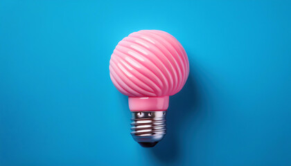 Aufkleber -  Pink Light Bulb Candy on Blue Background- A pink, light bulb-shaped candy is centered on a _1(296)