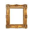 © Lux Images - An empty picture with a gold frame isolated on white background. Generative AI.