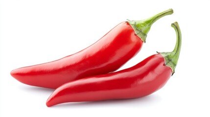 Isolated and eye-catching red chili pepper on a white background.