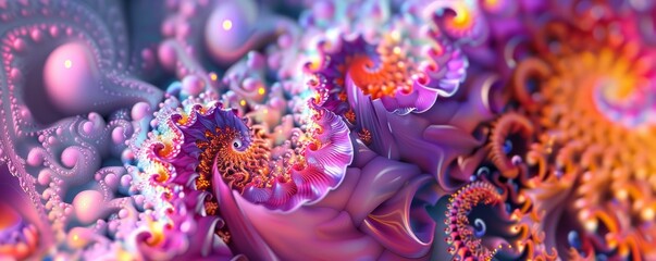 Wall Mural - Brightly colored abstract fractal forms, 4K hyperrealistic photo