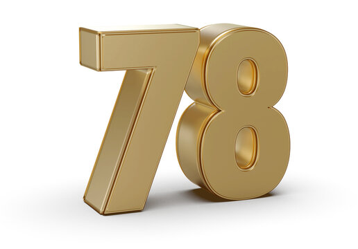 Gold 3D Number 78