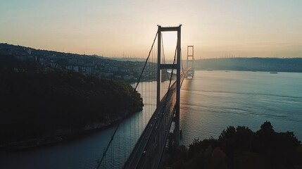 Wall Mural - Bridge in Istanbul connecting Europe and Asia --ar 16:9 --v 6.1 Job ID: 14023ae0-d43d-45f4-b1f0-b02959599529