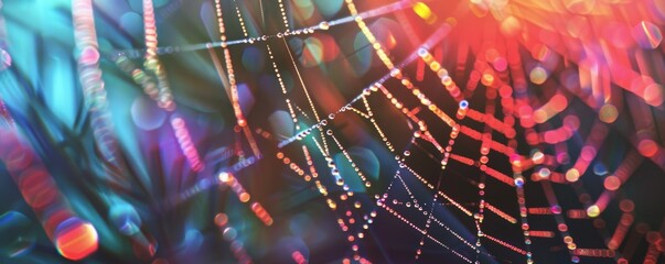 Holo geometric web with rainbow reflections, 4K hyperrealistic photo