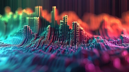 Aufkleber - Digital analytics 3d graph with columns color depth music equalizer abstract colorful. Generative AI.