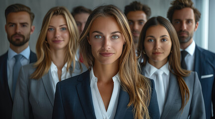 Canvas Print - Business people of a large team of tax consultants. Generative AI.