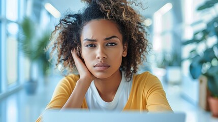 Canvas Print - Business woman, Workplace Mental Health and Burnout, Understanding the causes of burnout and promoting mental well being in professional environments. Generative AI.