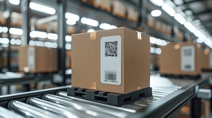 Aufkleber - Automatic logistics management. smart packaging into the warehouse workflow, Cardboard box tags and QR codes for efficient tracking, authentication, and traceability throughout the supply chain.